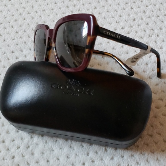 Coach oxblood/tort varsity stripe sunglasses 57mm - Picture 1 of 7